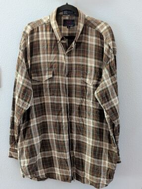 Lucchese Plaid Button-Up Shirt in Brown & Cream Cowboy Western